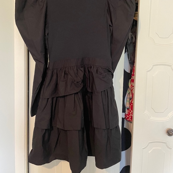 Ulla Johnson black 100% cotton dress with puff sleeves, tiered, sz. M, NWT, mint - Picture 3 of 7